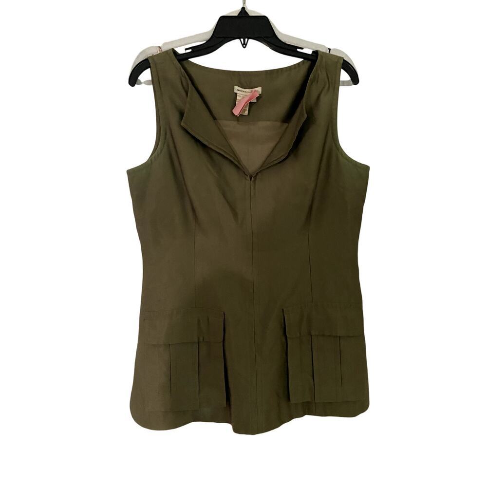 Maxazria Collection Olive Sleeveless Silk Top - Size 12 (EUC)